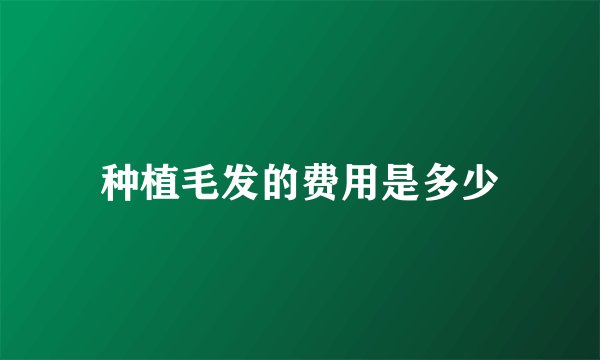 种植毛发的费用是多少