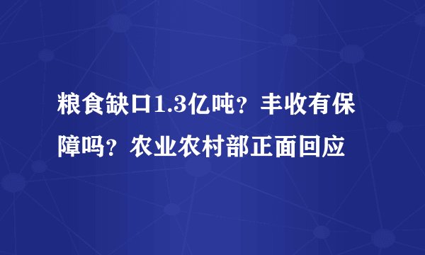 粮食缺口1.3亿吨？丰收有保障吗？农业农村部正面回应