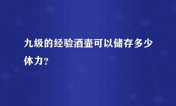 九级的经验酒壶可以储存多少体力？