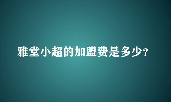 雅堂小超的加盟费是多少？