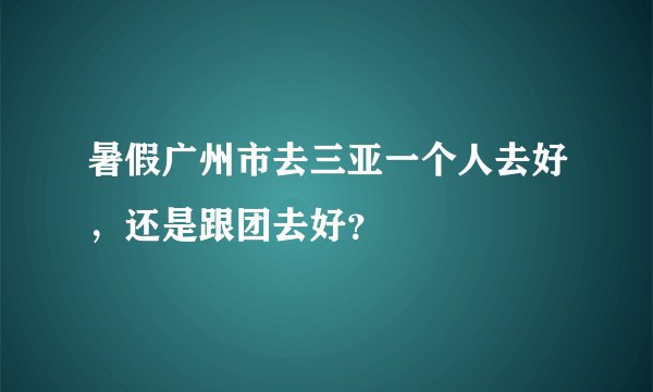 暑假广州市去三亚一个人去好，还是跟团去好？
