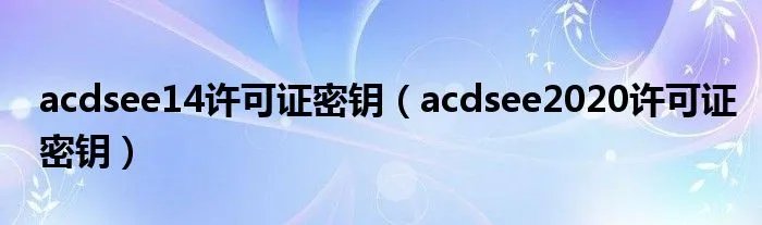 acdsee14许可证密钥（acdsee2020许可证密钥）