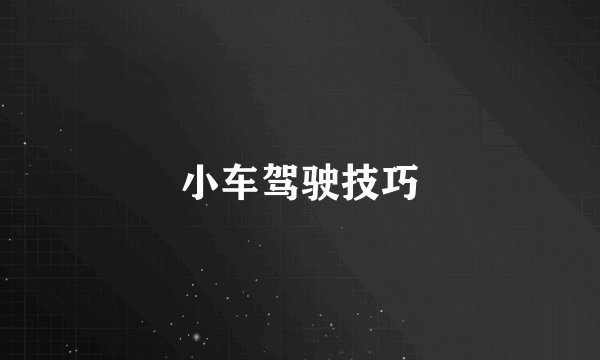小车驾驶技巧
