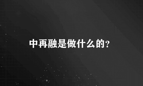 中再融是做什么的？