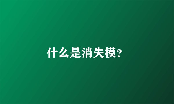 什么是消失模？
