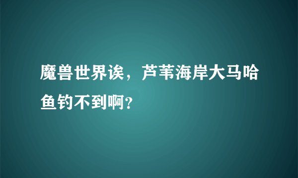 魔兽世界诶，芦苇海岸大马哈鱼钓不到啊？