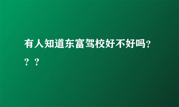 有人知道东富驾校好不好吗？？？