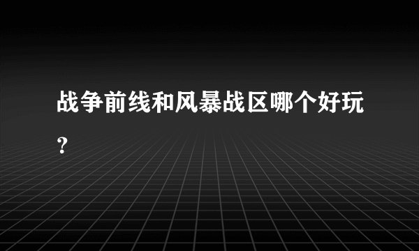 战争前线和风暴战区哪个好玩？
