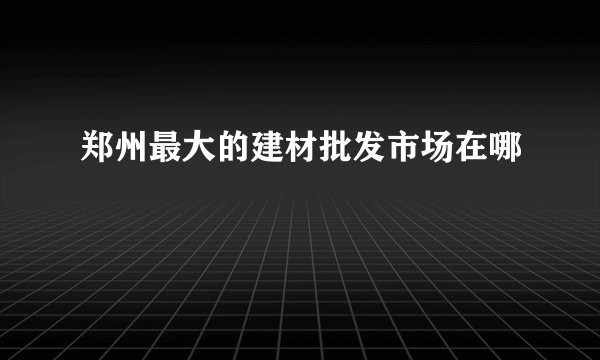 郑州最大的建材批发市场在哪