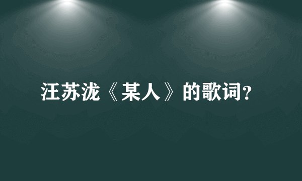 汪苏泷《某人》的歌词？