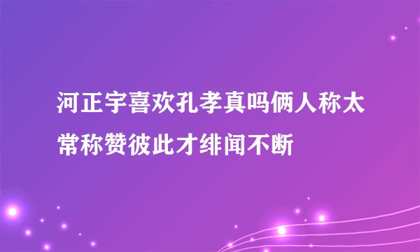 河正宇喜欢孔孝真吗俩人称太常称赞彼此才绯闻不断