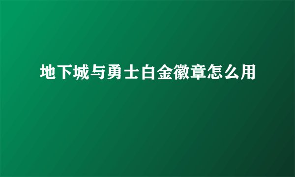 地下城与勇士白金徽章怎么用