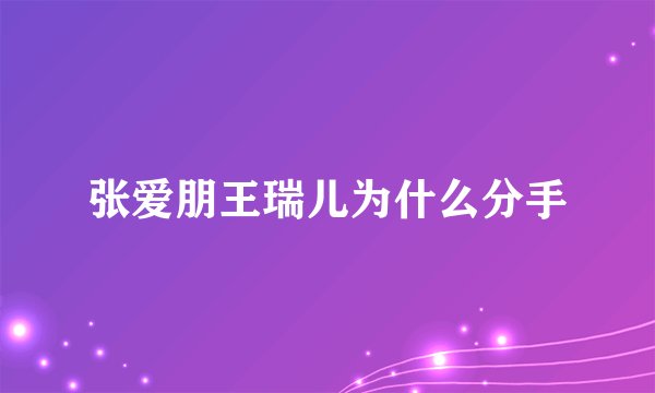 张爱朋王瑞儿为什么分手