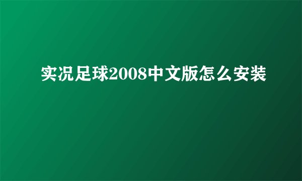 实况足球2008中文版怎么安装