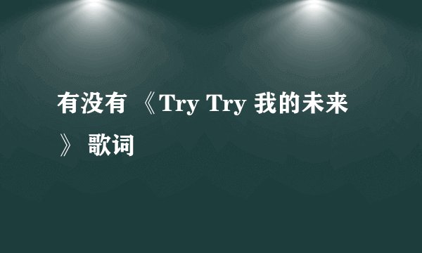 有没有 《Try Try 我的未来》 歌词