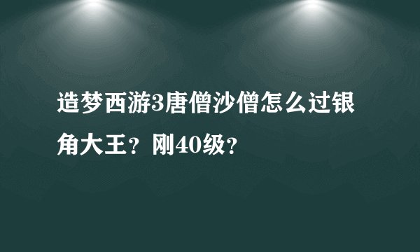 造梦西游3唐僧沙僧怎么过银角大王？刚40级？