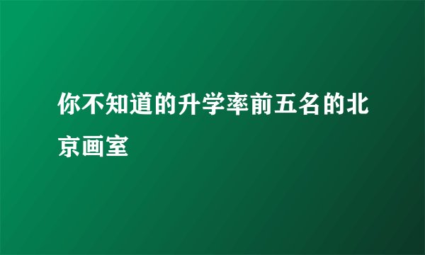 你不知道的升学率前五名的北京画室