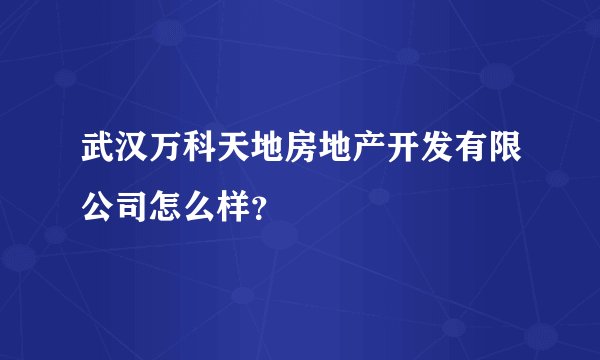 武汉万科天地房地产开发有限公司怎么样？