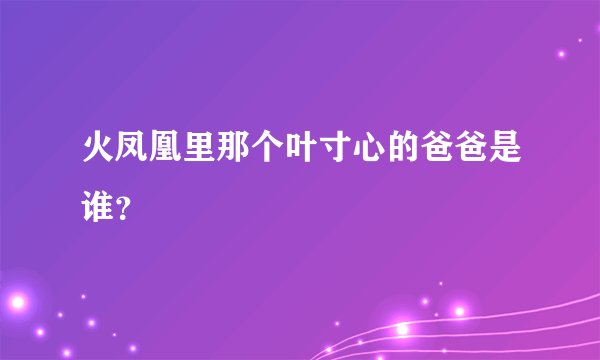 火凤凰里那个叶寸心的爸爸是谁？