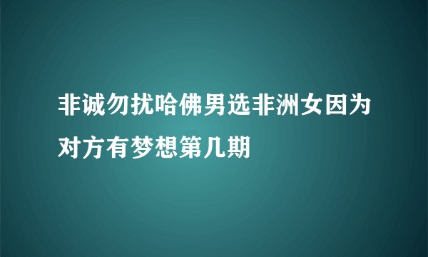 非诚勿扰哈佛男选非洲女因为对方有梦想第几期