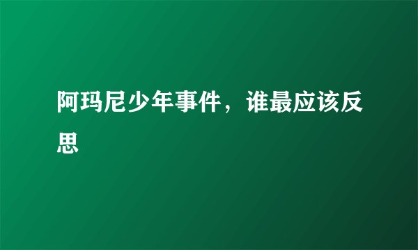 阿玛尼少年事件，谁最应该反思