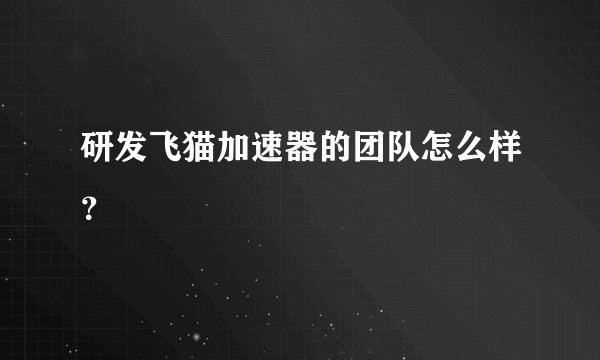 研发飞猫加速器的团队怎么样?