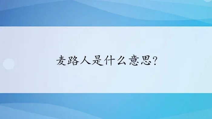 麦路人是什么意思？
