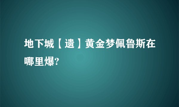 地下城【遗】黄金梦佩鲁斯在哪里爆?