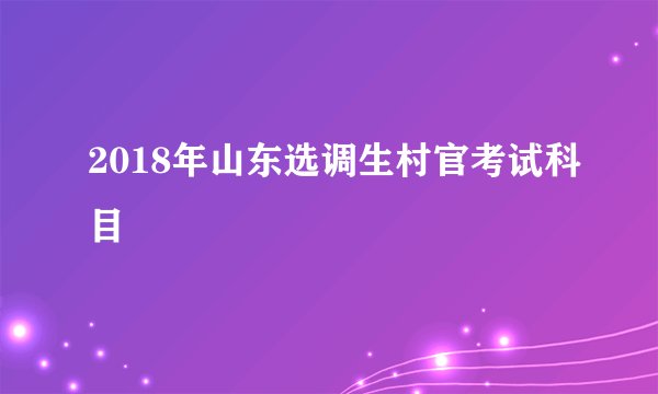 2018年山东选调生村官考试科目