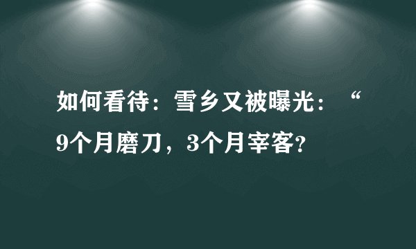 如何看待:雪乡又被曝光:“9个月磨刀,3个月宰客?