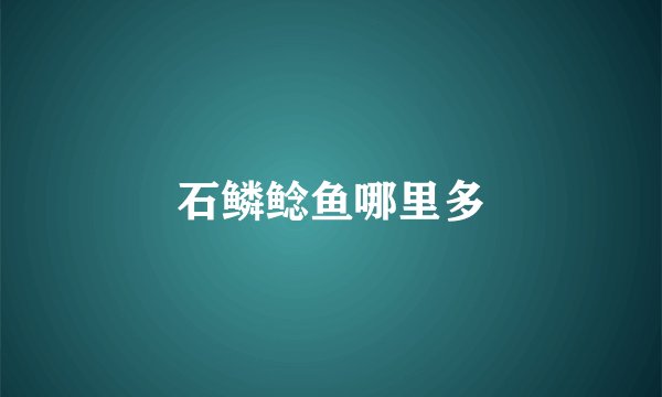 石鳞鲶鱼哪里多