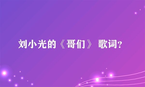 刘小光的《哥们》 歌词?