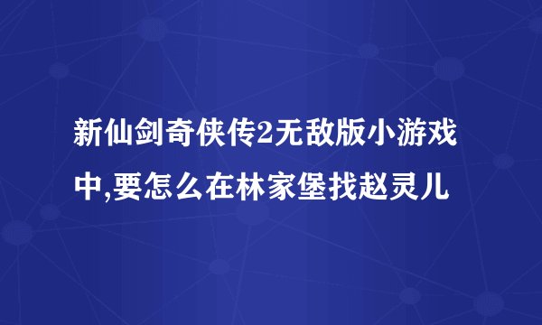 新仙剑奇侠传2无敌版小游戏中,要怎么在林家堡找赵灵儿