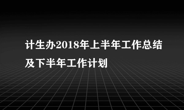 计生办2018年上半年工作总结及下半年工作计划
