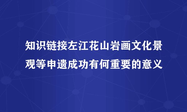 知识链接左江花山岩画文化景观等申遗成功有何重要的意义