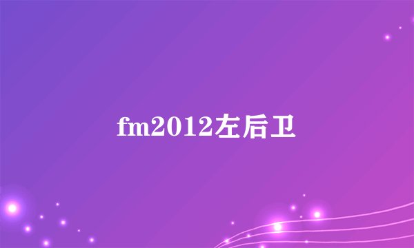fm2012左后卫