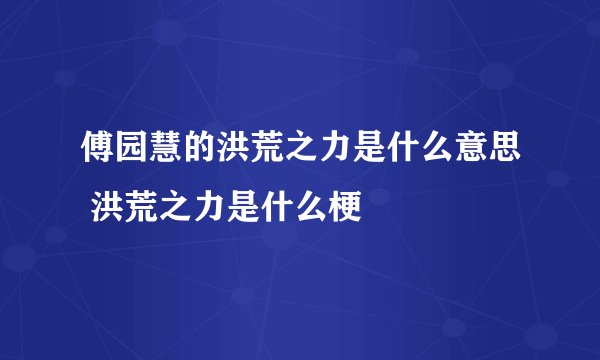 傅园慧的洪荒之力是什么意思 洪荒之力是什么梗