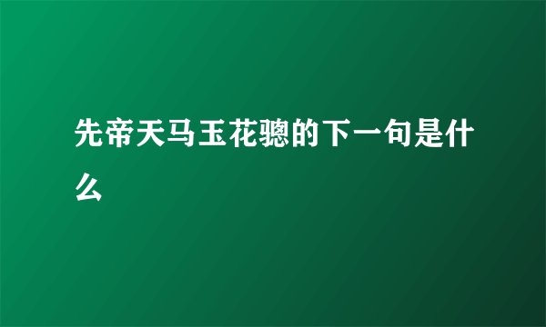 先帝天马玉花骢的下一句是什么