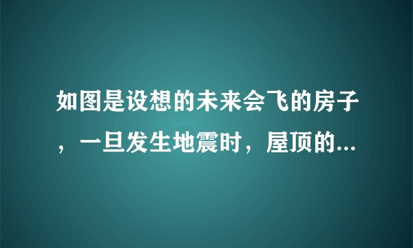 如图是设想的未来会飞的房子，一旦发生地震时，屋顶的螺旋桨就能立即启动，螺旋桨旋转使房屋离开地面，避免房屋坍塌造成伤亡。下列关于这款会飞的房子所涉及的物理知识说法正确的是（  ）A.房屋离开地面时，它的重力势能不变B.房屋离开地面时，螺旋桨对房屋的拉力做了功C.房屋采用密度小的材料制作，是为了增大房屋的质量D.螺旋桨自动启动是因为接收到了地震时发出的电磁波