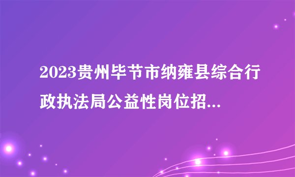 2023贵州毕节市纳雍县综合行政执法局公益性岗位招聘35人公告