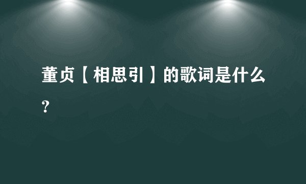 董贞【相思引】的歌词是什么？