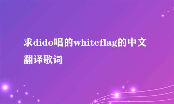 求dido唱的whiteflag的中文翻译歌词