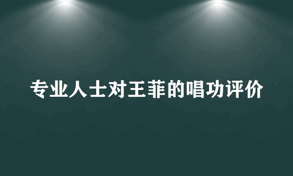 专业人士对王菲的唱功评价