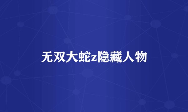 无双大蛇z隐藏人物