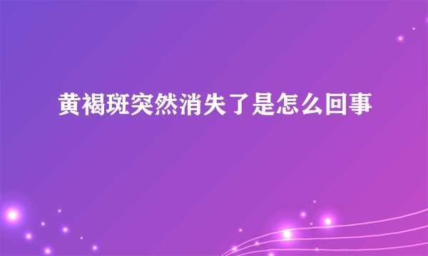 黄褐斑突然消失了是怎么回事