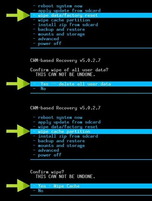 wipe cache partition 还是恢复出厂设置