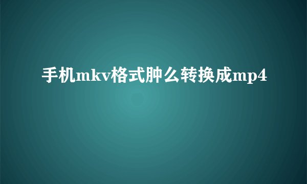 手机mkv格式肿么转换成mp4